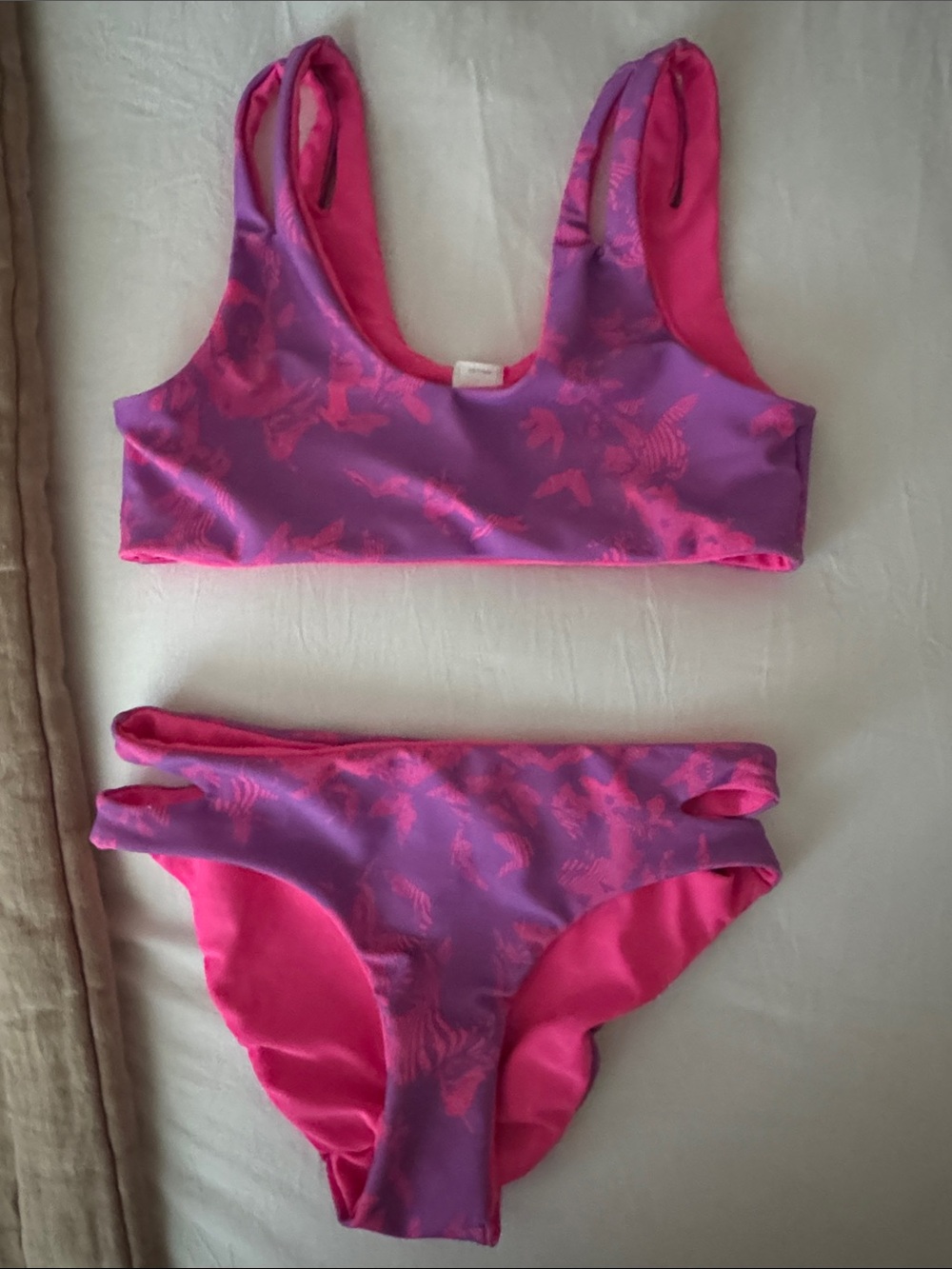 NWOT Zella Girls Pink and Purple Two-Piece Swim Bikini